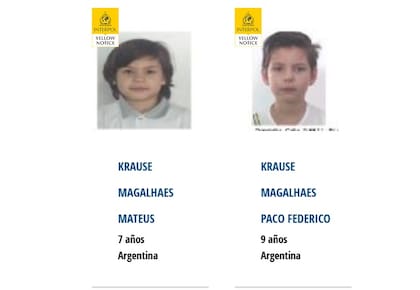 Los rostros de Mateus y Paco Federico Krause Magalhaes en el sitio web de Interpol