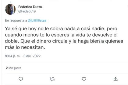 Los s comentaron el tuit de Julieta con todo tipo de apreciaciones y fueron muchos los que hicieron una lectura positiva de lo que le había pasado a la joven