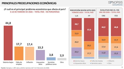 Los salarios bajos encabezan las preocupaciones económicas, según Synopsis Consultores