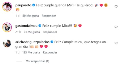 Los saludos que recibió Mica Viciconte en Instagram
