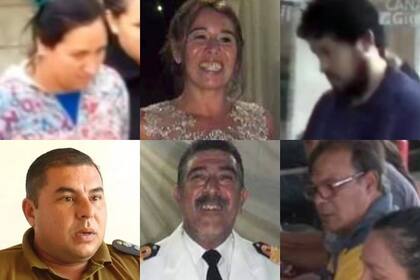 Los seis detenidos por el caso Loan, de izquierda a derecha: Mónica Millapí, Victoria Caillava, Antonio Benítez, Walter Maciel, Carlos Pérez y Daniel Ramírez 