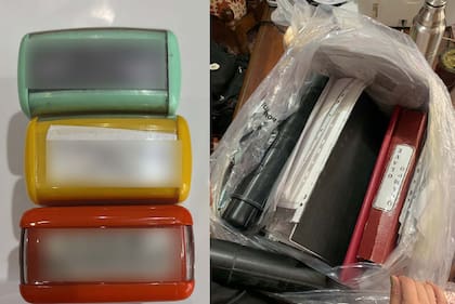 Los sellos y documentación secuestrada