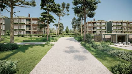 Los senderos son protagonistas en la manzana que ocupa el proyecto