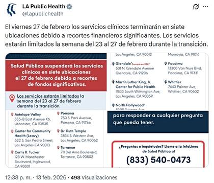 Los servicios estarán limitados la semana del 23 al 27 de febrero durante la transición