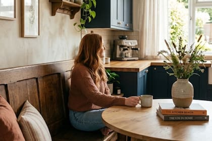 Los sillones esquineros, también llamados bancos corridos, son una alternativa cada vez más elegida (Foto: IA)