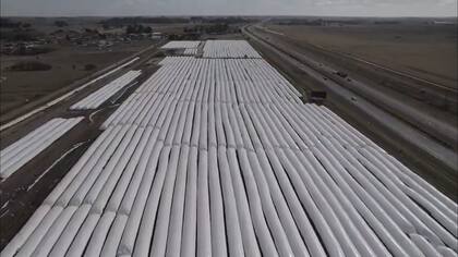 Los silobolsas pertenecen a Seda S.A, una empresa que produce aceite de girasol