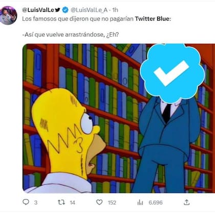 Los Simpson, infaltables a la hora de crear memes, esta vez por la desaparición de los tildes de verificación de Twitter