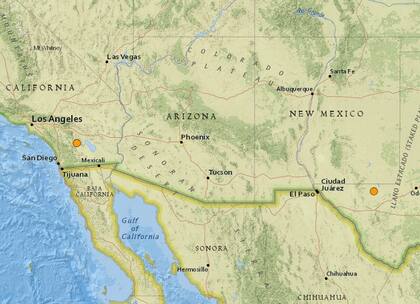 Los sismos más fuertes de las últimas horas en Estados Unidos tuvieron epicentro cerca de las localidades de Borrego Springs, en California, y de Mentone, en Texas