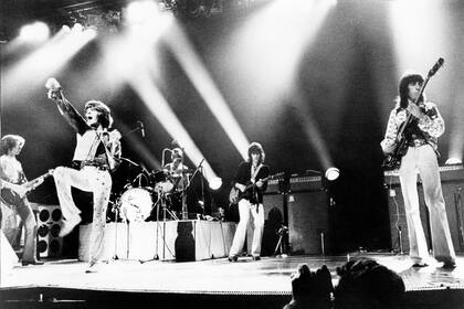 Los Stones en 1973, durante un show en el estadio de Wembley