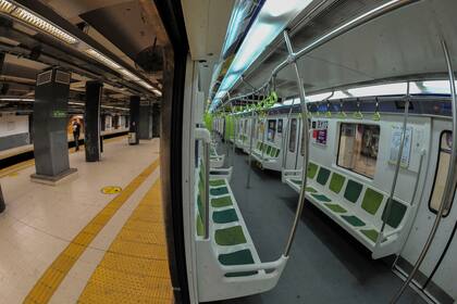 Los subtes vacíos en la estación Constitución