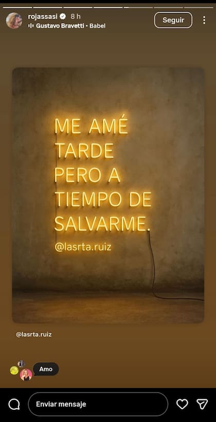 Los sugestivos posteos de Sabrina Rojas en Instagram