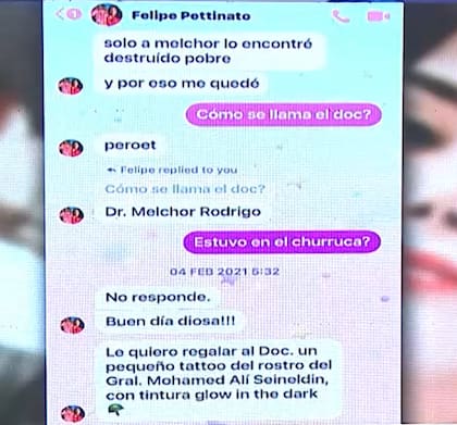 Los supuestos chats de Felipe Pettinato hablando sobre Melchor Rodrigo (Foto: Captura de video)
