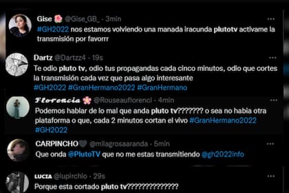 Los televidentes se quejan en redes por el servicio de Pluto TV (Captura Twitter)