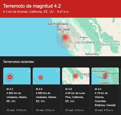 Los temblores más fuertes durante las últimas horas en Estados Unidos.