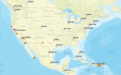 Los temblores ocurridos en EE.UU. durante las últimas horas