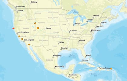 Los temblores ocurridos en EE.UU. durante las últimas horas