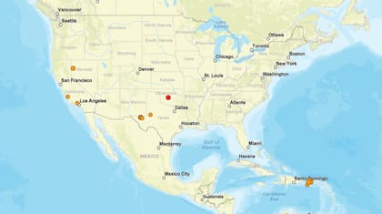 Los temblores ocurridos en EE.UU. durante las últimas horas