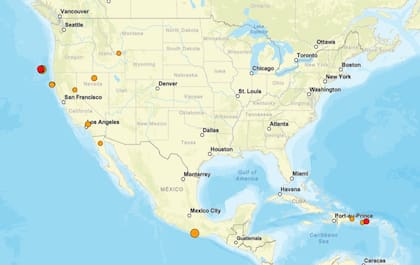 Los temblores ocurridos en EE.UU. durante las últimas horas