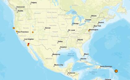 Los temblores ocurridos en EE.UU. durante las últimas horas