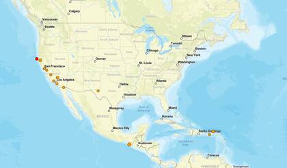 Los temblores ocurridos en EE.UU. durante las últimas horas