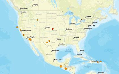 Los temblores ocurridos en EE.UU. durante las últimas horas