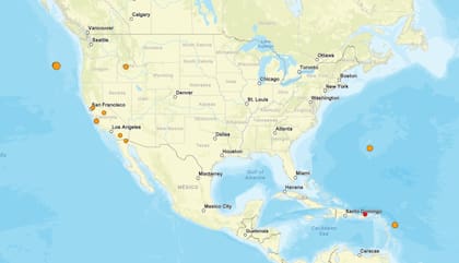 Los temblores ocurridos en EE.UU. durante las últimas horas