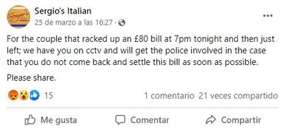 "Los tenemos filmados y haremos que la policía se involucre", aseguraron desde el restaurante. (Foto: Facebook)