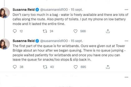 Los tips de Sussana Reid en Twitter para quien quiera ir a despedir a la reina incluyen la información sobre cómo hacer para ir al baño mientras se está en la fila de espera