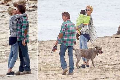 Los tórtolos se besan en Malibú