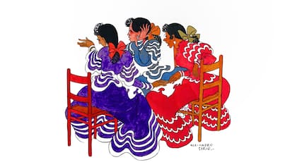"Los tres canarios", ilustración para Muchacho de San Telmo, del Vizconde Lascano Tegui (1944)