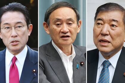 Los tres candidatos declarados para reemplazar al renunciante primer ministro Shinzo Abe