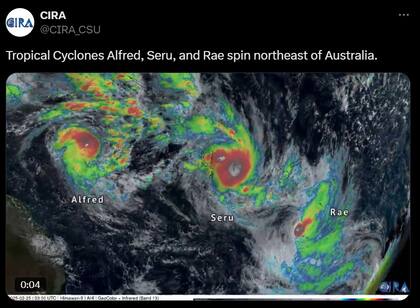 Los tres ciclones formados en el Pacífico sur