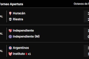 Los tres partidos de los octavos de final del Torneo Apertura 2025 que se disputaron este domingo