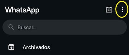 Los tres puntos en el margen superior conducen a un menú interno