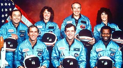 Los tripulantes del Challenger, en una foto de 1986