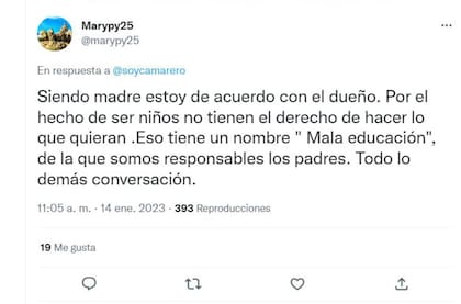 Los tuiteros se pusieron en favor del dueño de la confitería, en su disputa con una clienta que se quejó porque la habían echado del lugar