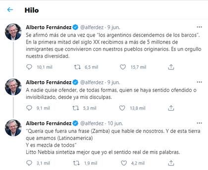 Los tuits de Alberto Fernández luego de su polémica frase en la conferencia de prensa con Pedro Sánchez