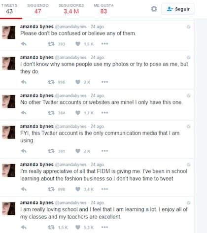 Los tuits de Amanda para tranquilizar a sus seguidores