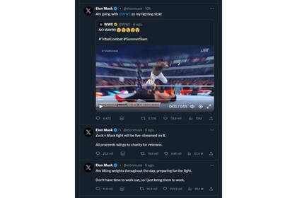 Los tuits de Elon Musk haciendo referencia a su pelea con Mark Zuckerberg, cómo se está entrenando y cómo será la transmisión