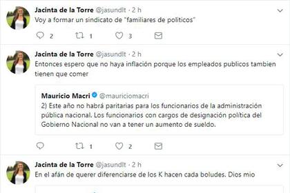 Los tuits de Jacinta de la Torre, que luego borró