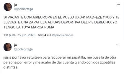 Los tuits de la usuaria sobre las zapatillas que se volvieron virales
