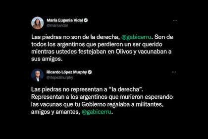 Los tuits de María Eugenia Vidal y Ricardo López Murphy contra Gabriela Cerruti