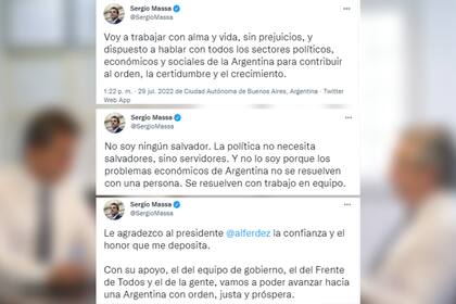 Los tuits de Massa tras la reunión con Alberto Fernández (Foto: Captura de Twitter @sergiomassa)