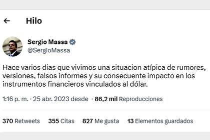 Los tuits de Sergio Massa