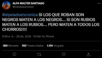 Los tweets de Walter Santiago "Alfa" que se filtraron luego de su ingreso a Gran Hermano (Telefe)