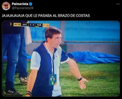 Los usuarios de las redes ironizaron con la forma del brazo de Gustavo Costas
