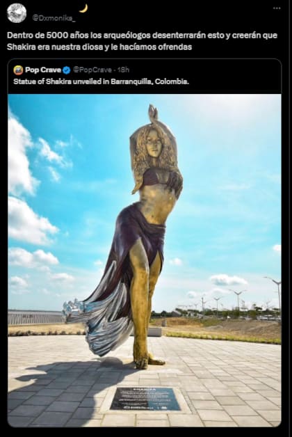 Los usuarios de X reaccionaron a la estatua de Shakira (Foto: X)