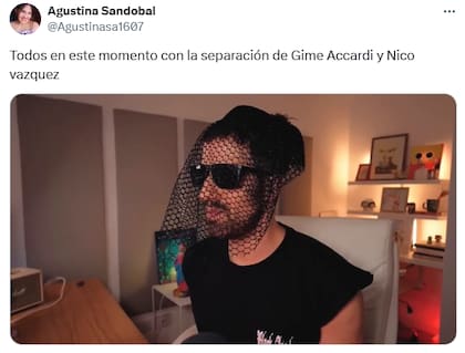 Los usuarios le pusieron humor a la triste noticia de la separación de Nico Vázquez y Gime Accardi