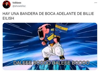 Los usuarios reaccionaron a las banderas de Boca y Argentina en el recital de Billie Eilish (Foto: Twitter)