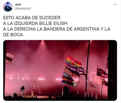 Los usuarios reaccionaron a las banderas de Boca y Argentina en el recital de Billie Eilish (Foto: Twitter)
